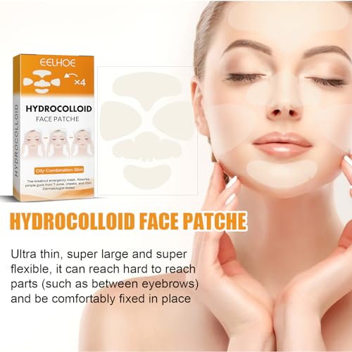 Pimple Patches for Face,Hydrocolloid Surface Patches for Forehead,Nose,Chin and Cheeks,Large Acne Treatment Patches for Pimple Extraction and Clean Pores,Hydrocolloid Acne Patches for Acne Skin - Image 4