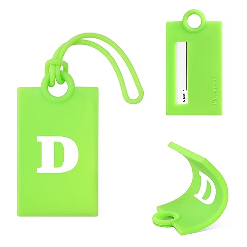 Vigorport Initial Luggage Tags for Suitcase, 3 Pack Bright Silicone Bendable Tags with Privacy Name Card for Travel Sports Easy Identification(Letter D)