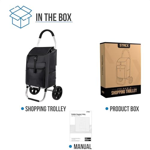Strex Trolley della spesa con Ruote - Pieghevole