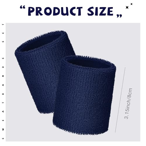 Image of WILLBOND 8 Pack Wrist Sweatbands Sports Wristbands Tennis Sweatbands Neon 80s Thick Cotton Gymnastics Sweat Band Athletic Football Soccer Sports Wristband for Men Women Party