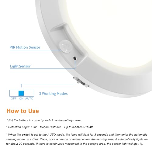 APCENS Battery Operated Motion Sensor Light Indoor, 6.3", 210LM, 6000K Cool White, Stick-on or Screw Mount for Ceiling/Wall, for Closet, Pantry, Shed, Cabinet, Stairwell, Hallway, 1-Pack by APCENS - Image 8