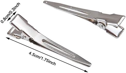 Elcoho 100 Pieces Metal Single Prong Curl Clips Silver Section Clips Hair Alligator Clips for Hair Extensions, 1.75 Inches