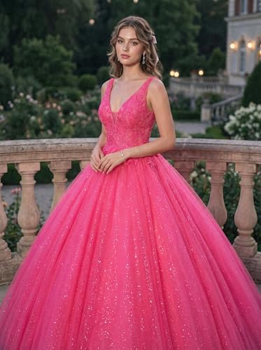 Image of Women's Beading Sweetheart Ball Gown Tulle Layed Long Quinceanera Dress