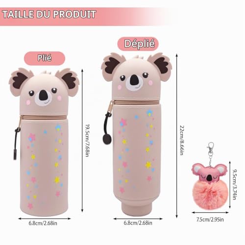 TIANCEWAN Trousse Silicone Trousse Crayon Rose – vue 4