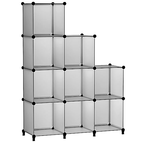 FUNLAX Cube Storage Organizer, 9 Cube 12x12 Closet Organizers and Storage Plastic Storage Cubes Modular Storage Shelves Portable Bookhelf Clothes Organizer for Bedroom, Bathroom, Living Room Gray