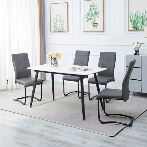 IDIMEX Esszimmerstuhl LOANO in grau 4er-Set, mit Schwinggestell aus Metall, Sitzschale gepolstert und mit Kunstleder bezogen, Schwingstuhl gepolstert