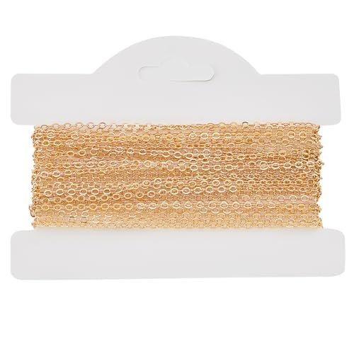 Beebeecraft 5 m/16.4 pieds 2.1 mm en Laiton Plaqué Or 18 carats Chaîne de Câble Plat Maillons en Vrac Chaîne Longue Collier Résultats pour Fournitures de...