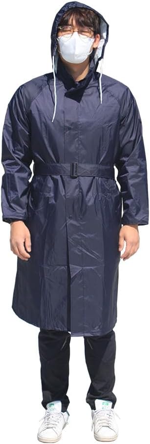 TK-RAINWEAR R600 premium raincoat (navy/waterproof/light weight/windbreak) Reflective belt, Men Women Adults rainwear