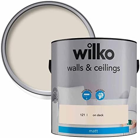 wilko Walls & Ceilings Matt Emulsion Paint, Washable & Hardwearing Paint, Suitable for Bedrooms, Living Rooms & Other Rooms in the Home (Tinsel Town, 2.5 Litre)