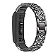 Mtozon Metal Bands Compatible with Fitbit Charge 3, Bling Bracelet Dressy Rhinestone Replacement Wristband for Women, Silver Black Rose Gold