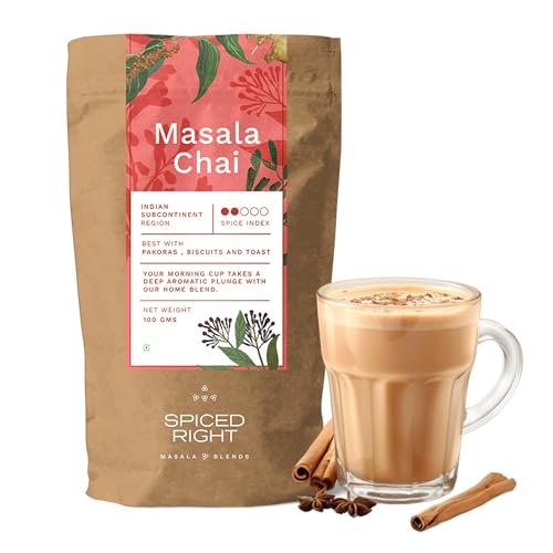 Image of Spiced Right Chai Masala Powder for Tea 100gm - Tea Masala with All Natural Ingredients, No Preservatives, Immunity Booster with Aromatic Spices like Dried Ginger, Cloves, Cinnamon, and More.