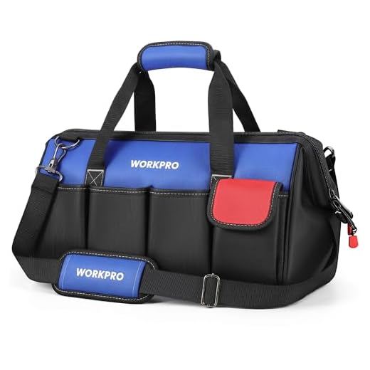 WORKPRO 18-Inch Tool Bag Organiser Muti-Purpose Wide Open Mouth Storage Bag with Adjustable Shoulder Strap