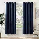 Deconovo Solid Thermal Insulated Curtains Eyelet Blackout Curtains for Bedroom 46 x 72 Inch Navy Blue One Pair