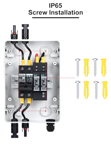 DIHOOL DC überspannungsschutz PV Anlage Solar Anschlusskasten für 500W Solarmodule Balkonkraftwerk, 15A DC Trennschalter
