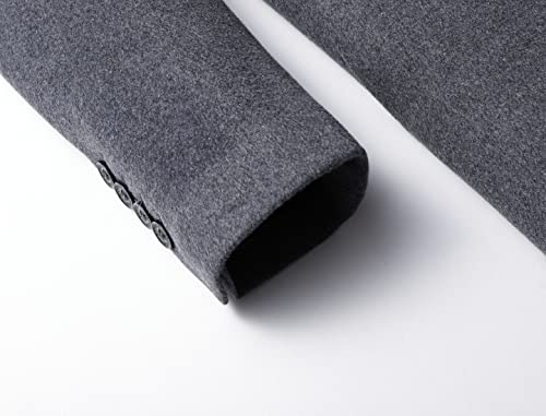 Image of chouyatou Men's Mid-Length Single Breasted Wool Blend Top Coat (Large, Notch-Grey)