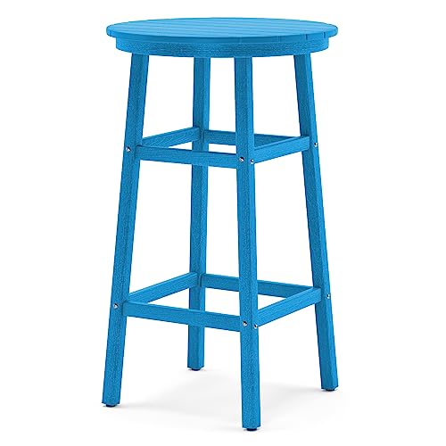 Homenjoy Round Outdoor Bar Table, 41.5\'\' High Top Pub Table, HDPE Weather Resistant Bar Height Patio Table, Tall Bistro Table for Deck Pool Balcony, Bright Blue