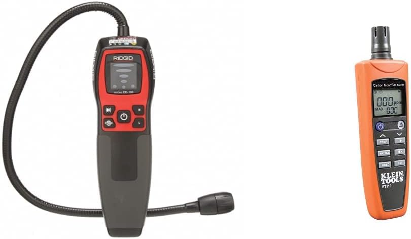 RIDGID 36163 CD-100 Micro Combustible Gas Handheld Diagnostic Detector Bundle with Klein Tools ET110 CO Meter