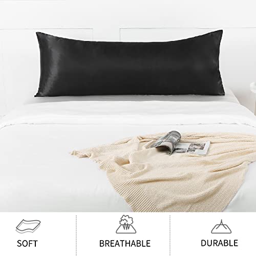 Lcbd Satin Body Pillow Case For Hair And Skin, Black Silk Satin Body Pillow Case Cover, 20X54 Body Cooling Pillow Cover With Envelope Closure #TOP4