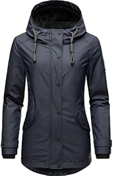 Navahoo Damen Winterjacke Kurze Regenjacke warm gefüttert mit Kapuze