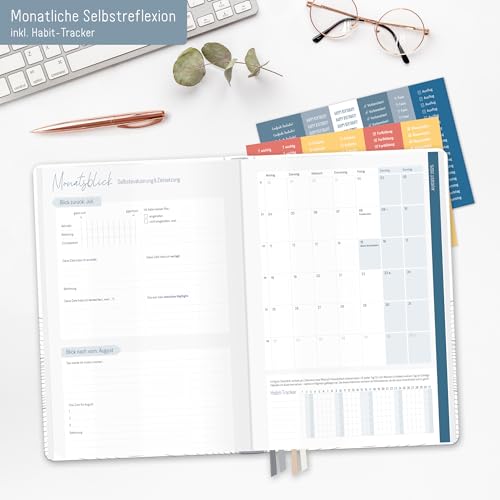 Häfft® Lehrer-Planer 2025/2026 A4 + Waves of Time Hardcover Lehrerkalender mit Wochenkalendarium, 226 Seiten, Stickern und mehr - nachhaltig & klimafreundlich