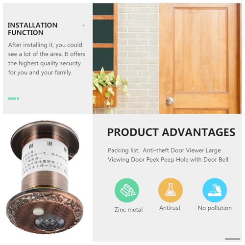Visualizador de puerta metálico con ángulo de visión amplia, aleación de zinc, accesorio de seguridad para puerta miniatura 4