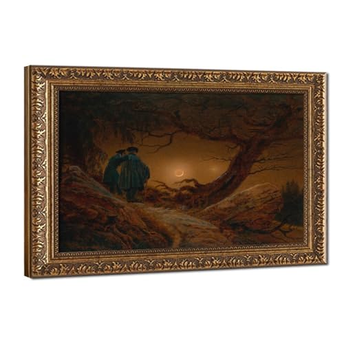 Poster Two Men Contemplating The Moon pour habiller un grand mur vide facilement et sans cadre
