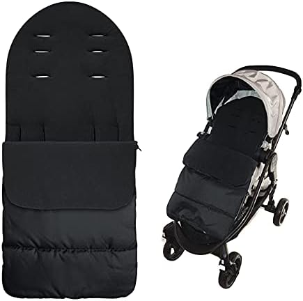FBBULES Universal Stroller Footmuff Outdoor Waterproof Windproof Thicken Keep Warm Blanket Cover Sleeping Bag for Toddler Baby Prams Pushchairs Buggy, Black