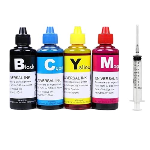KOOILANG 100ML Bottle Dye Ink Refill Kit for Canon Pixma Cartridge PG 440 445 510 512 545 540 243 210 XL CL 441 446 511 513 Printer Ciss(1BK 1C 1Y 1M)
