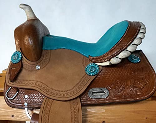 Raj International Wade Tree A Fork Premium Western Leather Roping Ranch Work Classic Quality Handmade Horse Saddle Tack Get Headstall Breastplate, Reins & Saddle Bag Size 14'15'16'17'18' In W-5 (16) #TOP1