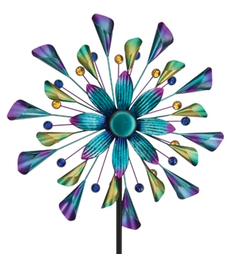 Regal Art & Gift Wind Spinner, Outdoor Metal Kinetic Yard Art with Stake