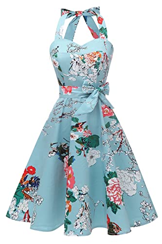 Topdress Women'sVintage Polka Audrey Dress 1950s Halter Retro Cocktail Dress