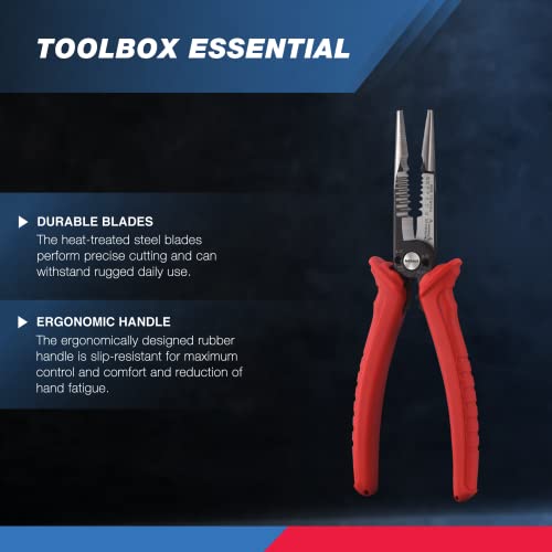 Neiko 02038A 6-In-1 Wire Service Tool | 8-1/2" Length | Gripper, Crimper, Stripper, Cutter, Extractor, Electrician Pliers #TOP1