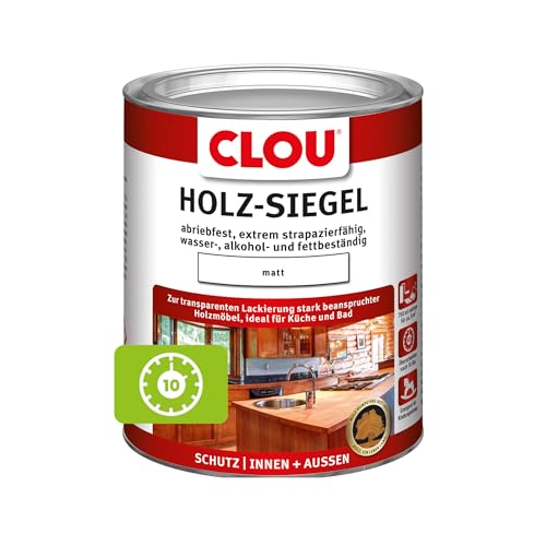 Clou Holz-Siegel Matt, farblos: Premium-Klarlack für Innen und Außen, sehr strapazierfähiger Schutz für Möbel, Tische und Türen, Tischlerlack, 0,75 L