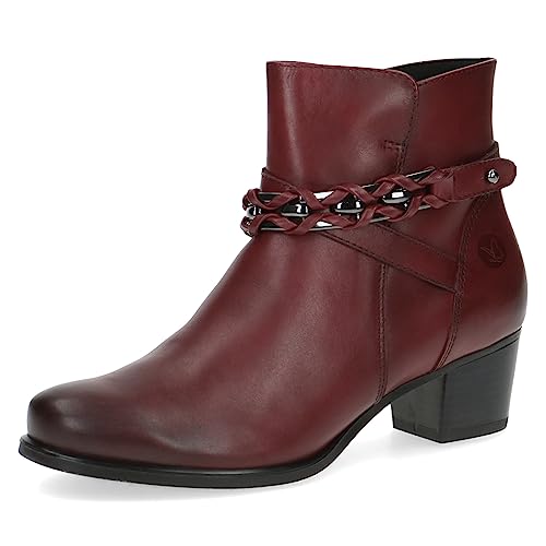 CAPRICE Damen Stiefeletten mit Absatz Airmotion aus Leder Kleiner Absatz Weite G, Rot (Bordeaux Nappa), 36 EU