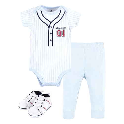 Image of Hudson Baby Unisex Baby Cotton Bodysuit, Pant and Shoe Set