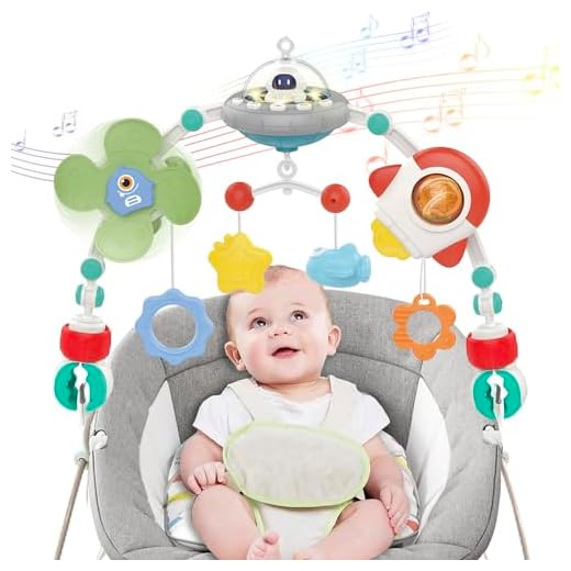 Forinces Musical Stroller Arch Toy - Baby Bouncer Toy Bar Travel Car Seat Toys for Babies 0-6 6-12 Month Infant Activity Pram Carseat Toy Mobile for Bassinet Sensory Development Toddler 1 2 3 Yr Gift