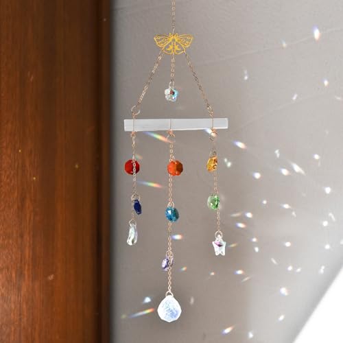 Hanging Crystal Suncatcher, Sun Catcher with Rainbow Maker (White Ball)
