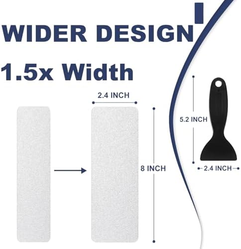 Gecork XXL Bathtub Non Slip Stickers with Strong Adhesive, Widen & Invisible Anti Slip Shower Strips with Scraper for Bath Tub, Shower Floor, Stairs,14 PCS — view 2