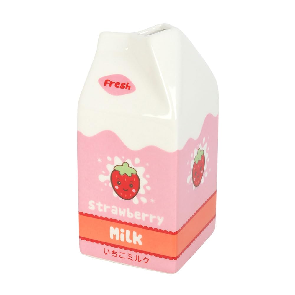 Milk Carton Shaped Flower Vase Ceramic Strawberry Japanese Pop Culture Kawaii