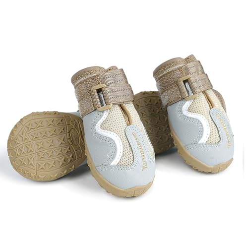 Wanwan Square Garden 犬用靴 ドッグシューズ 小型犬 大型犬用 Truelove ブランド ソフトシェル メッシュ スポーツ 散歩 介護 足 怪我 シニア ケア HDメッシュシューズ(グレイペヨーテ-3)