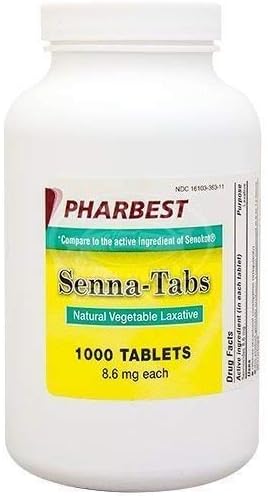 Senna 8.6 Mg Natural Vegetable Laxative 1000 Tablets Generic for Senekot