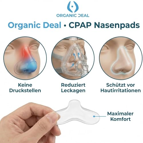 Organic Deal CPAP Nasenpads – CPAP Nasenbrücke für Masken – CPAP Nasenpolster Maske - Nasenpad – Schützen Sie Ihre Nase und reduzieren Sie gleichzeitig CPAP Maskenlecks (5er-Pack)