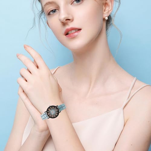 Lässige Uhren für Frauen- koreanischer Stil, einfache lässige Damenuhr mit großen- Damenuhr mit Zahlen, große Damen- Armbanduhr für kleine Handgelenke, Hellblau1, Refer to description, Unise-6