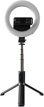 BoxWave Stand and Mount Compatible with Sky Devices Platinum G5 - RingLight SelfiePod, Selfie Stick Extendable Arm with Ring Light - Jet Black