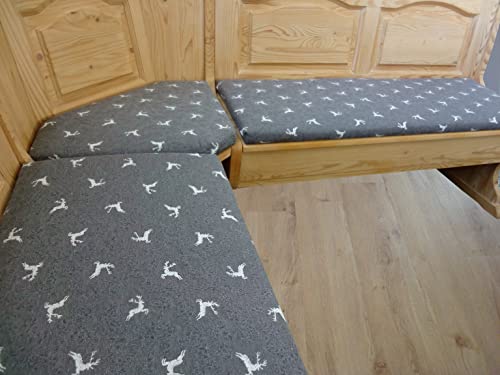 bequemer-sitzen Eckbankauflagen Set Landhaus Hirsch grau 110 cm