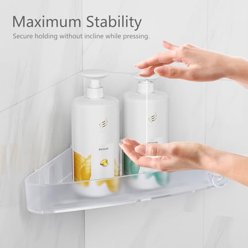 Sotfamily Shower Caddy Corner Plastic (for 90° Only), 4 Pack Adhesive Corner Shower Shelves for Bathroom Organizers and Storage, Rust Free Rack for Bathroom Accessories & Decor, Frosted Clear by Sotfamily - Image 3