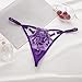 Sexy G-Strings Thongs for Women Lace Floral Embroidered T-Back Panties Low Waist Adjustable Underwear Naughty Briefs Purple
