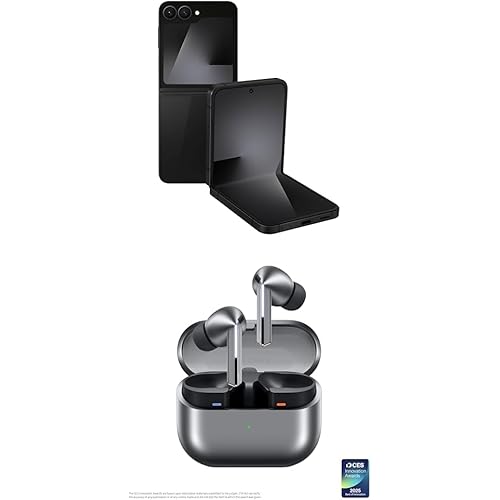 Samsung Galaxy Z Flip7FE 128GB Unlocked AI Smartphone, Black w/Galaxy Buds 3 Pro AI True Wireless Bluetooth Earbuds, Silver