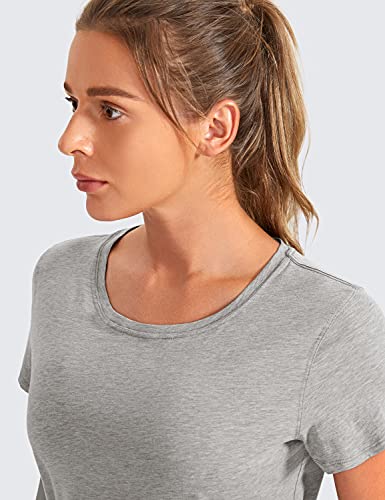 image for CRZ YOGA Women's Pima Cotton Short Sleeve Workout Shirt Yoga T-Shirt A