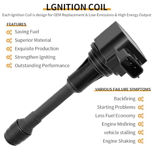 Image of UF550 Ignition Coil Pack & Spark Plugs Compatible with Nissan 350Z Altima Maxima Murano 2019-09 Pathfinder /Infiniti EX35 FX35 G25 G35 JX35 M35 Q50 Q70 QX60 3.5L V6 Replace# C1670 GN10224 22448-JA10C